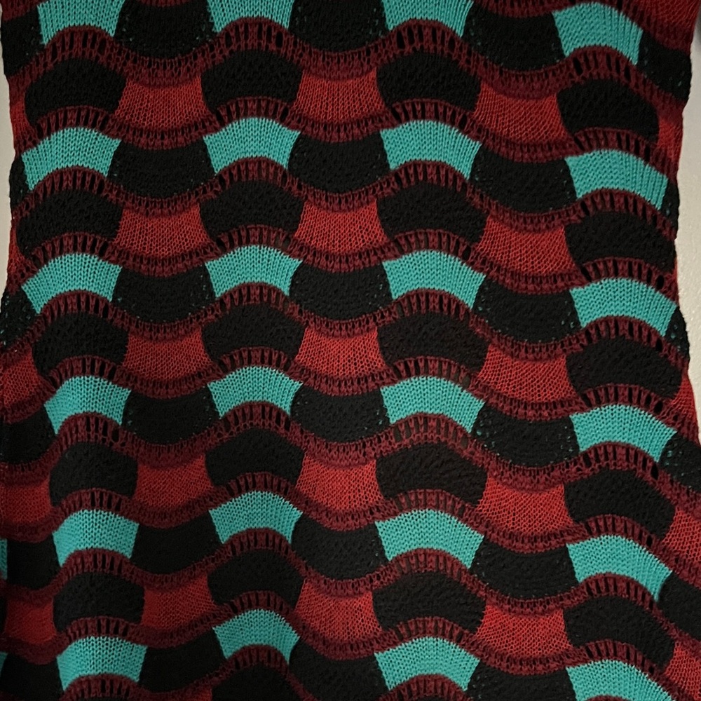 M by Missoni Striped Red and Teal Long Sleeve Dress - Picture 3 of 7